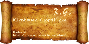 Kirnbauer Gyopárka névjegykártya